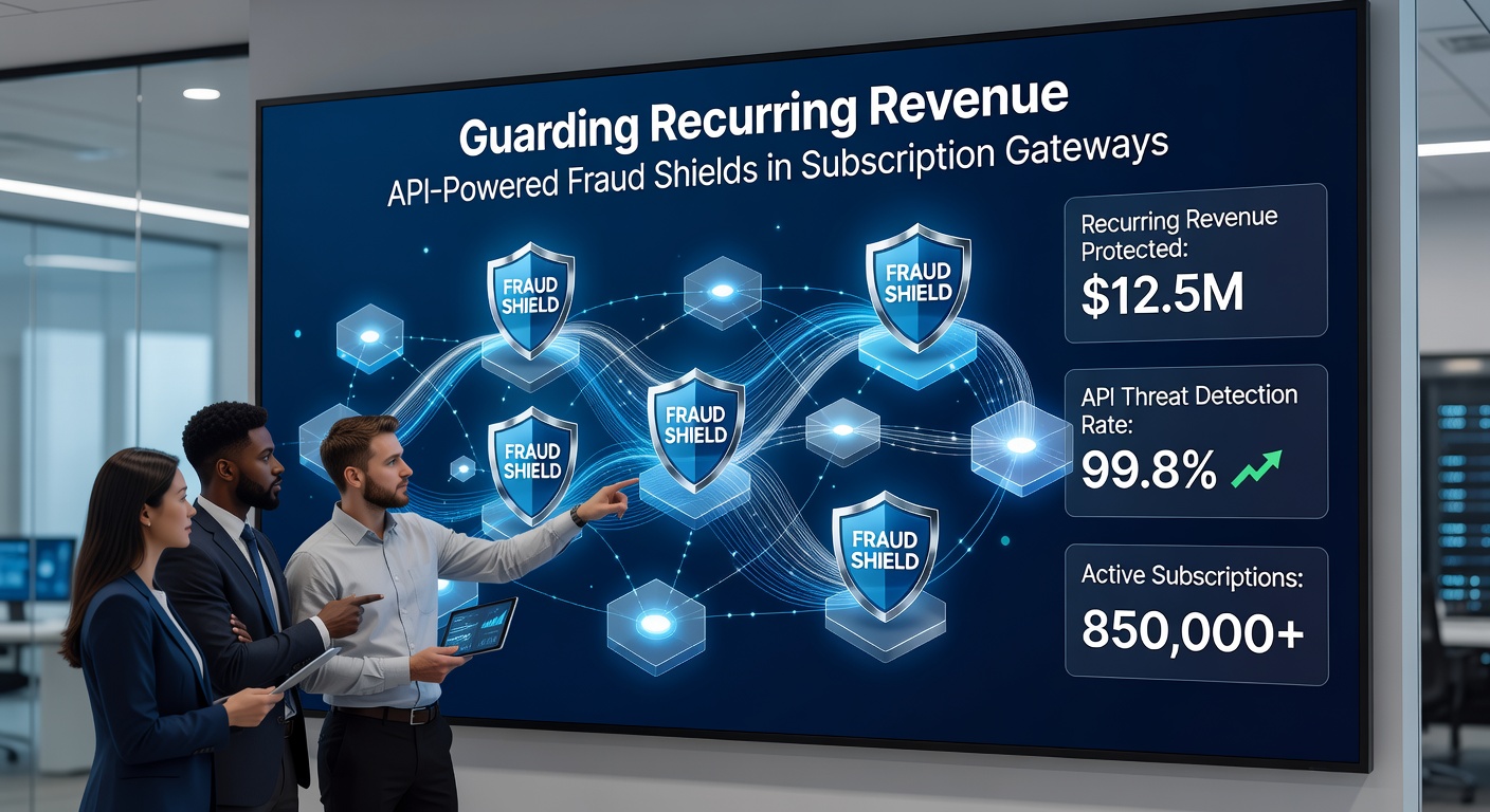 Flowchart depicting API calls between payment gateway, fraud detection services, and machine learning models securing a subscription renewal process